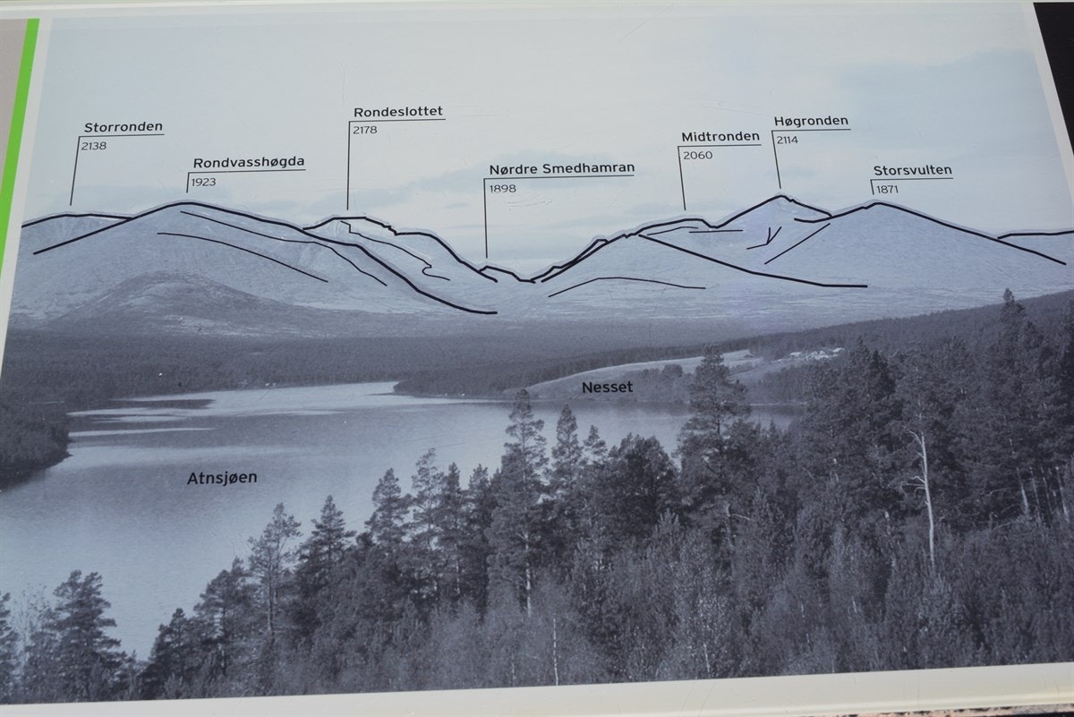 Oversikt over de nærmeste fjellene i Rondane Galleribilde