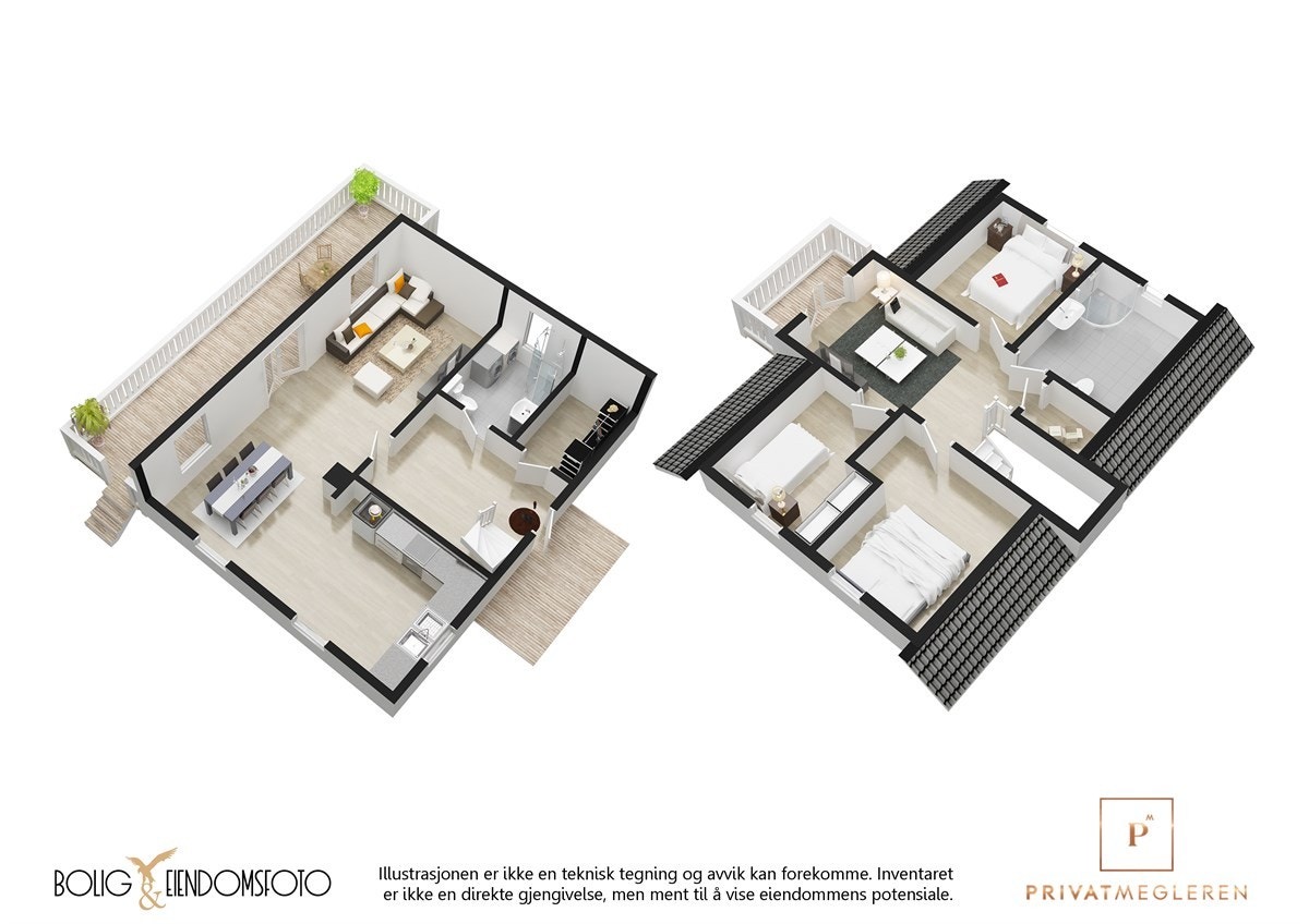 Plantegning begge etasjer. Galleribilde