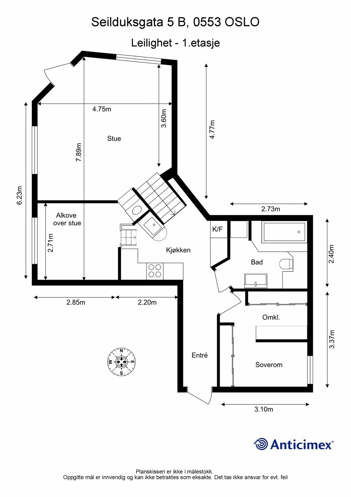 Plantegning med mål Galleribilde