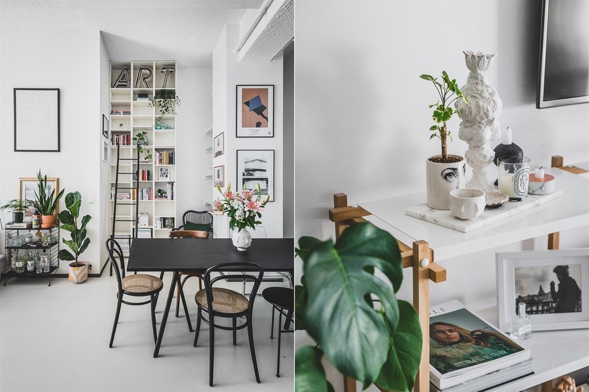 Gulvet er av slipt og malt betong, både her og i alle øvrige rom utenom badet. Galleribilde