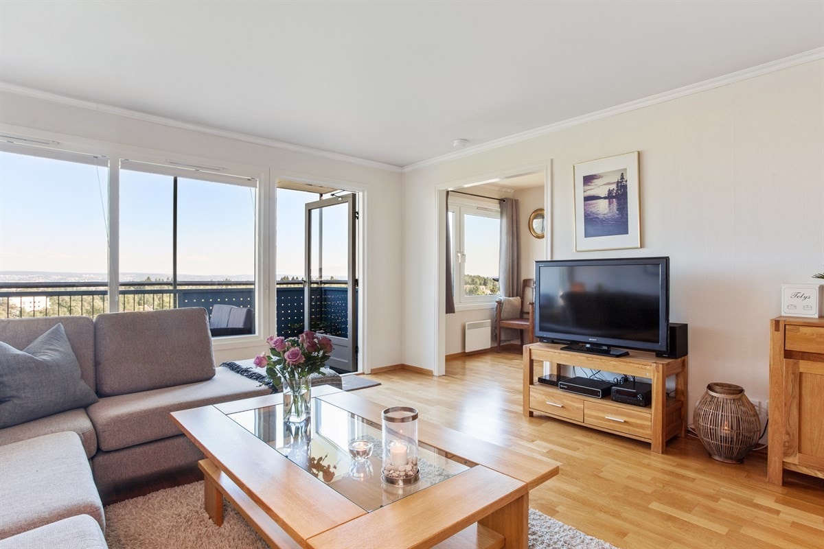 Stue med utgang til hyggelig balkong. Galleribilde