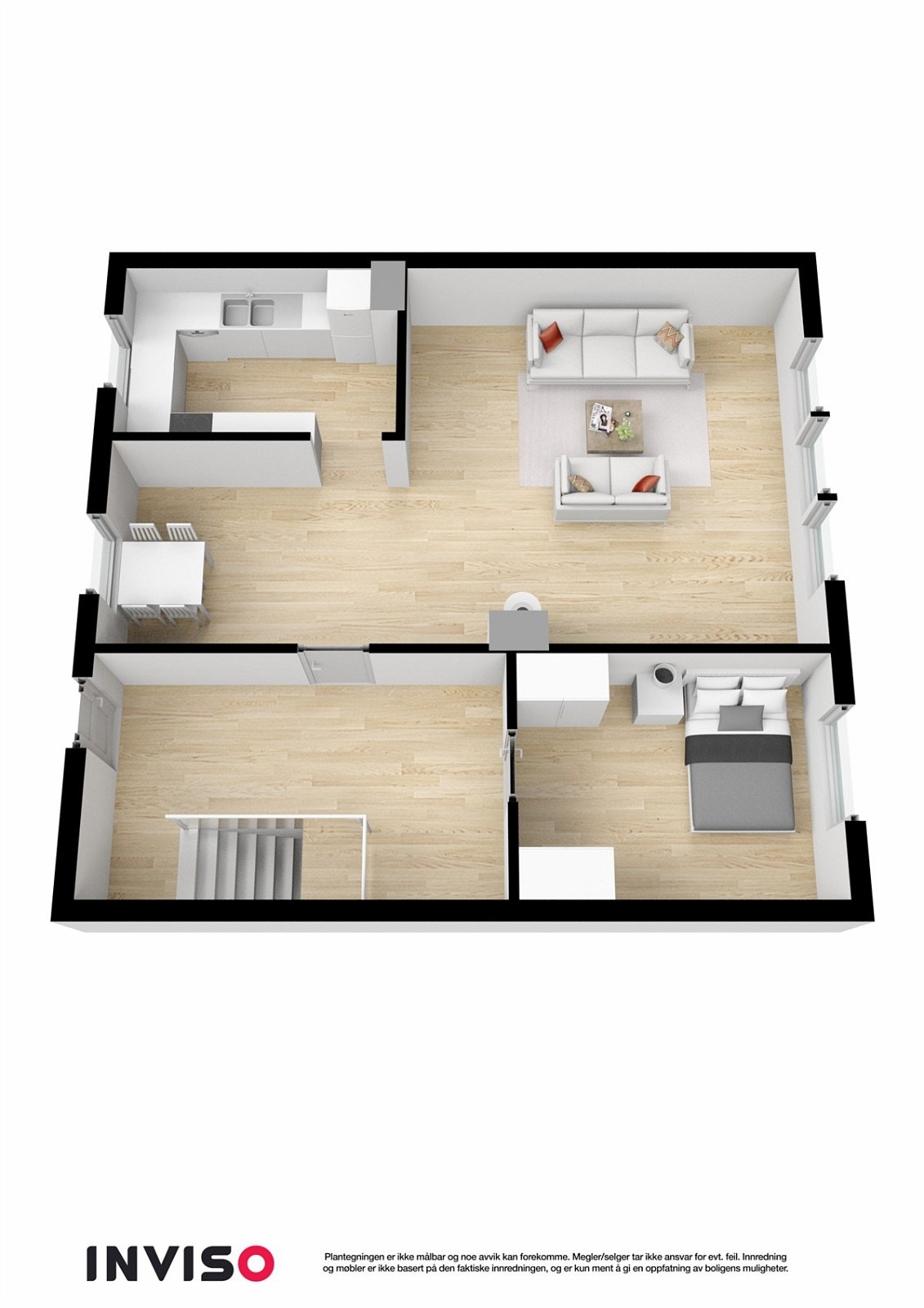 3D Plantegning 1. etasje. Galleribilde