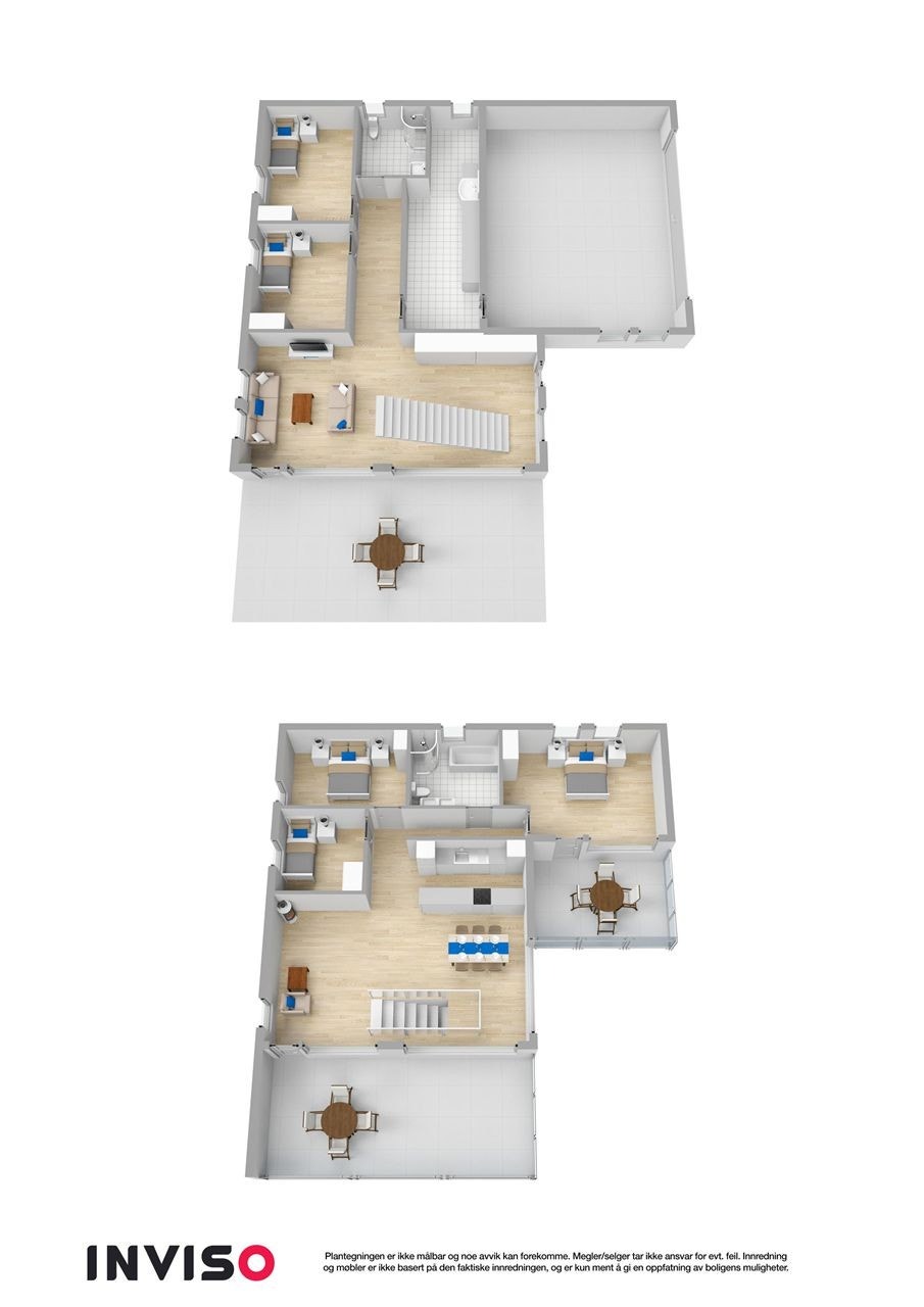 Plantegning begge etasjer 3D Galleribilde