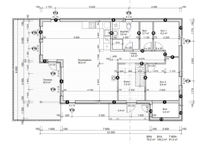 Plantegning 1. etasje Galleribilde