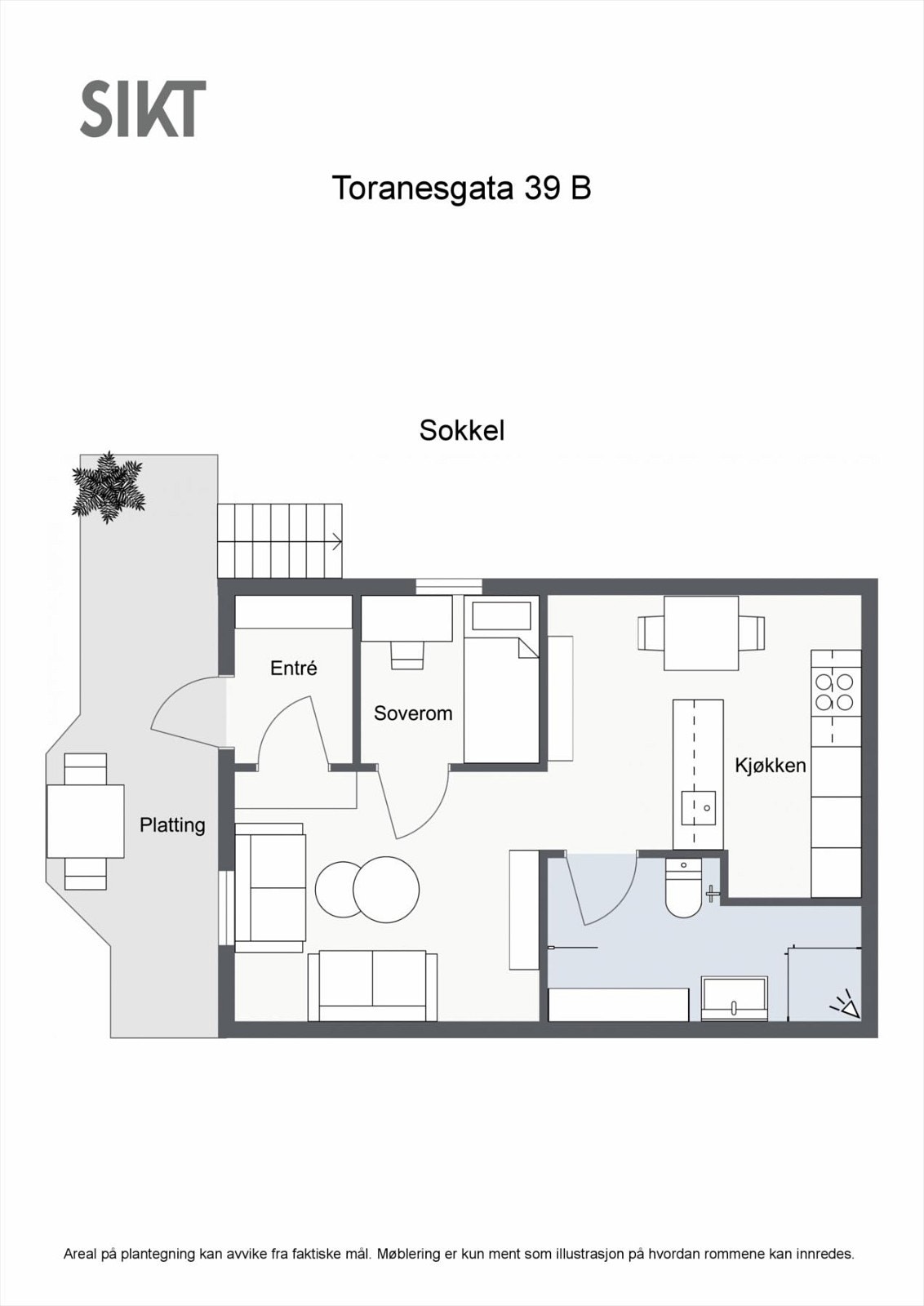 Planløsning i sokkel - er utleid for kr 5 500 pr dags dato Galleribilde
