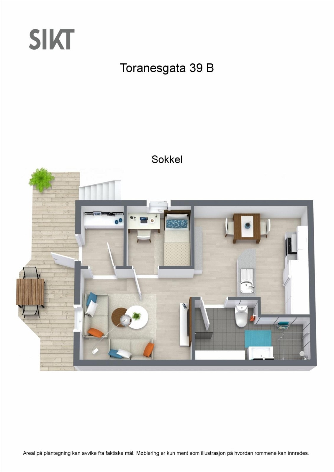 Planløsning sokkel - utleid pr dags dato for kr 5 500 pr måned Galleribilde