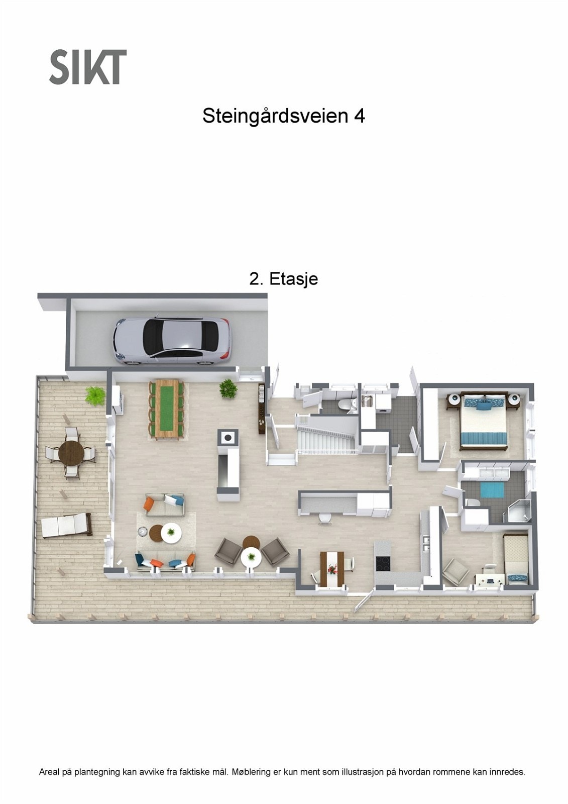 Plantegning 3D - 1.etasje Galleribilde