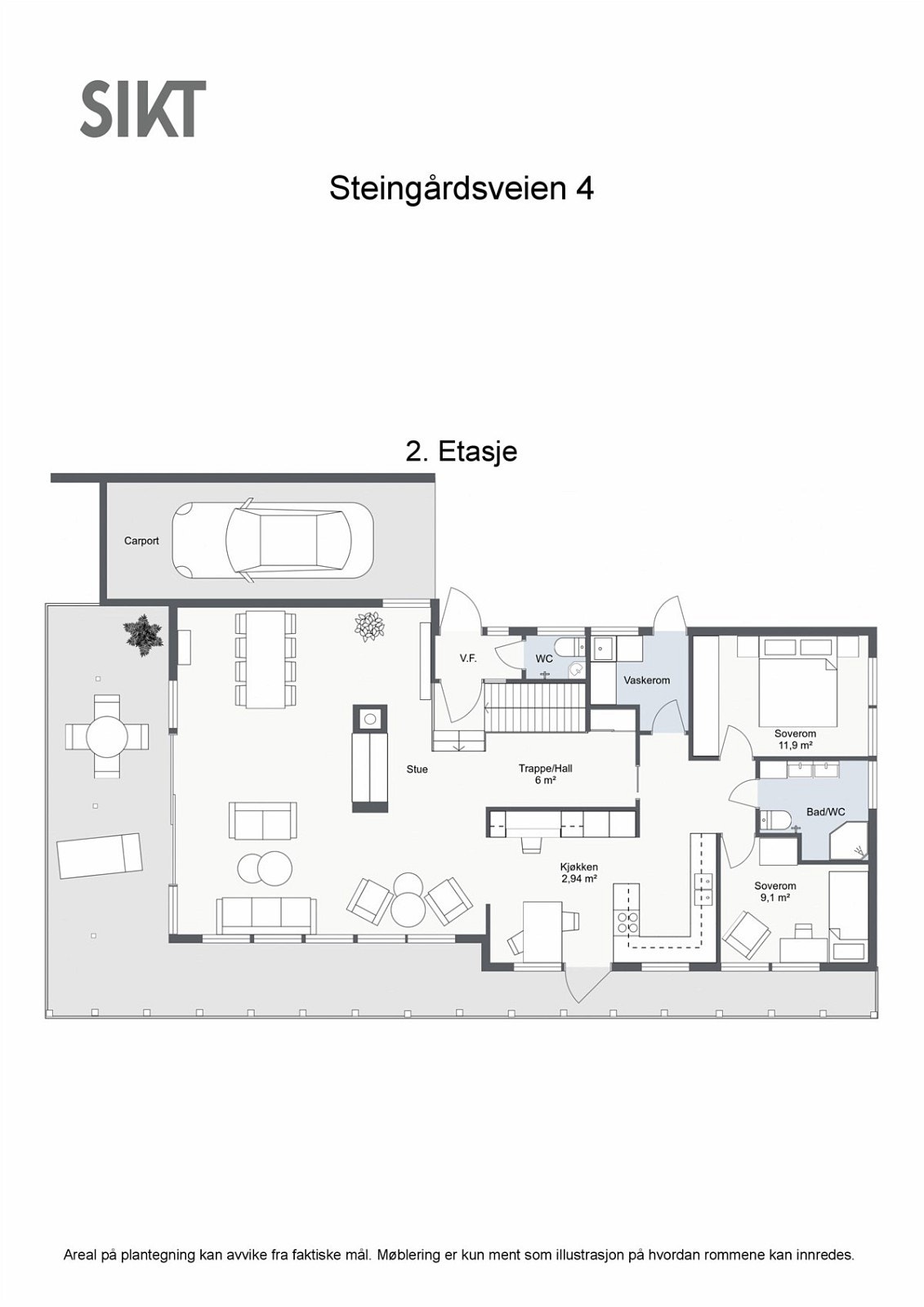 Plantegning 2 D - 1.etasje Galleribilde