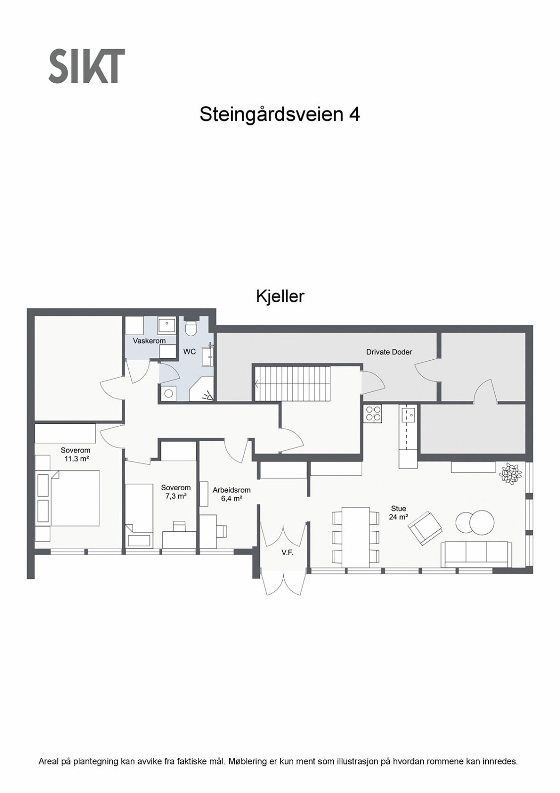 Plantegning 2D - underetasjen Galleribilde