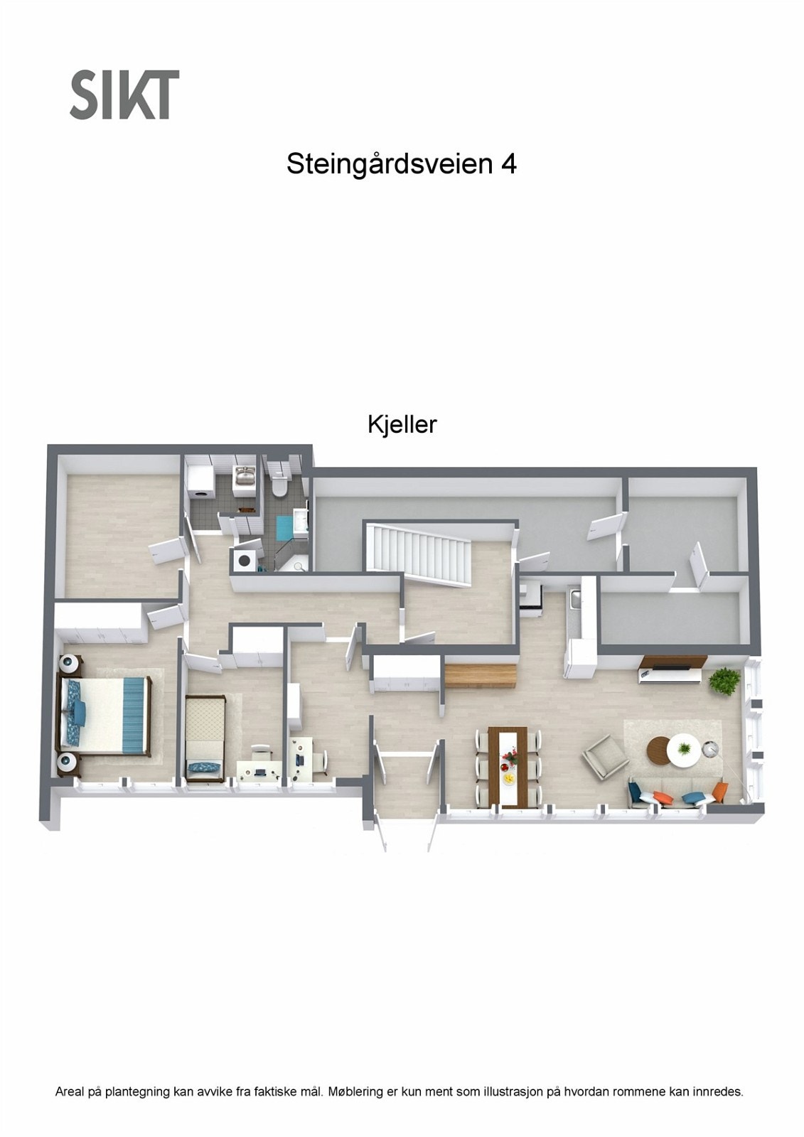 Plantegning 3D - underetasjen Galleribilde