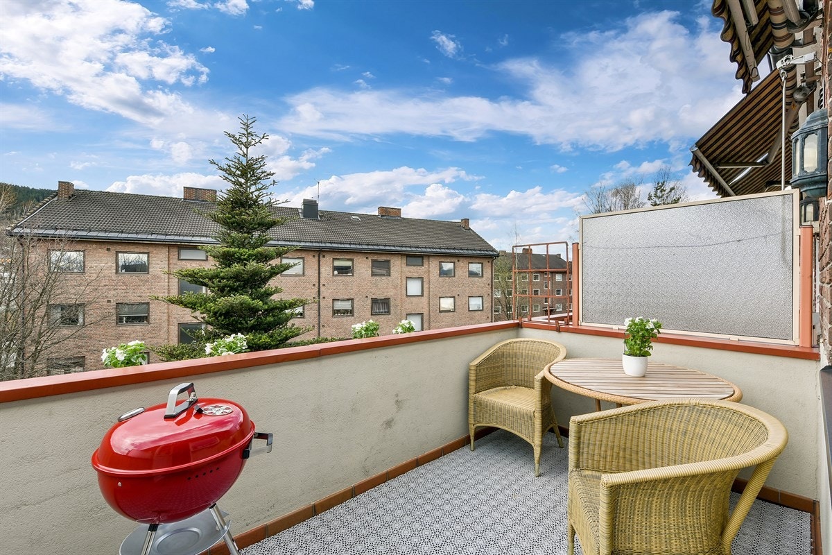 Her har du utsikt mot Strømsåsen og sol hele dagen frem til solen går ned sent på kvelden. Galleribilde