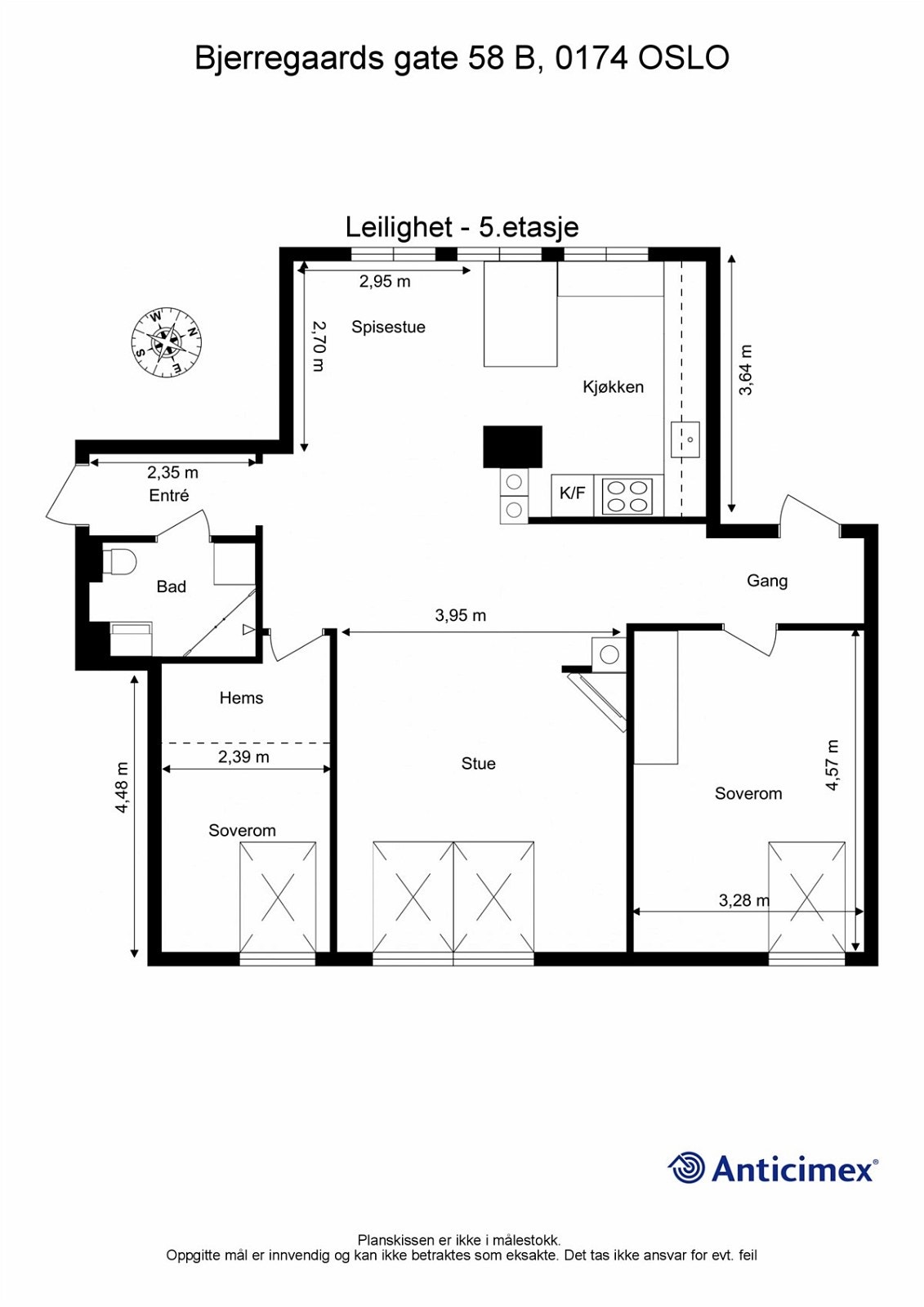 - Plantegning med mål - Galleribilde