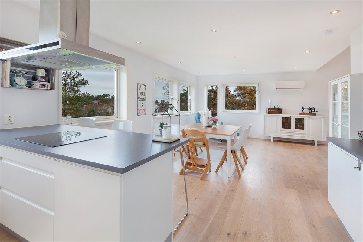 Åpent kjøkken mot stue Galleribilde