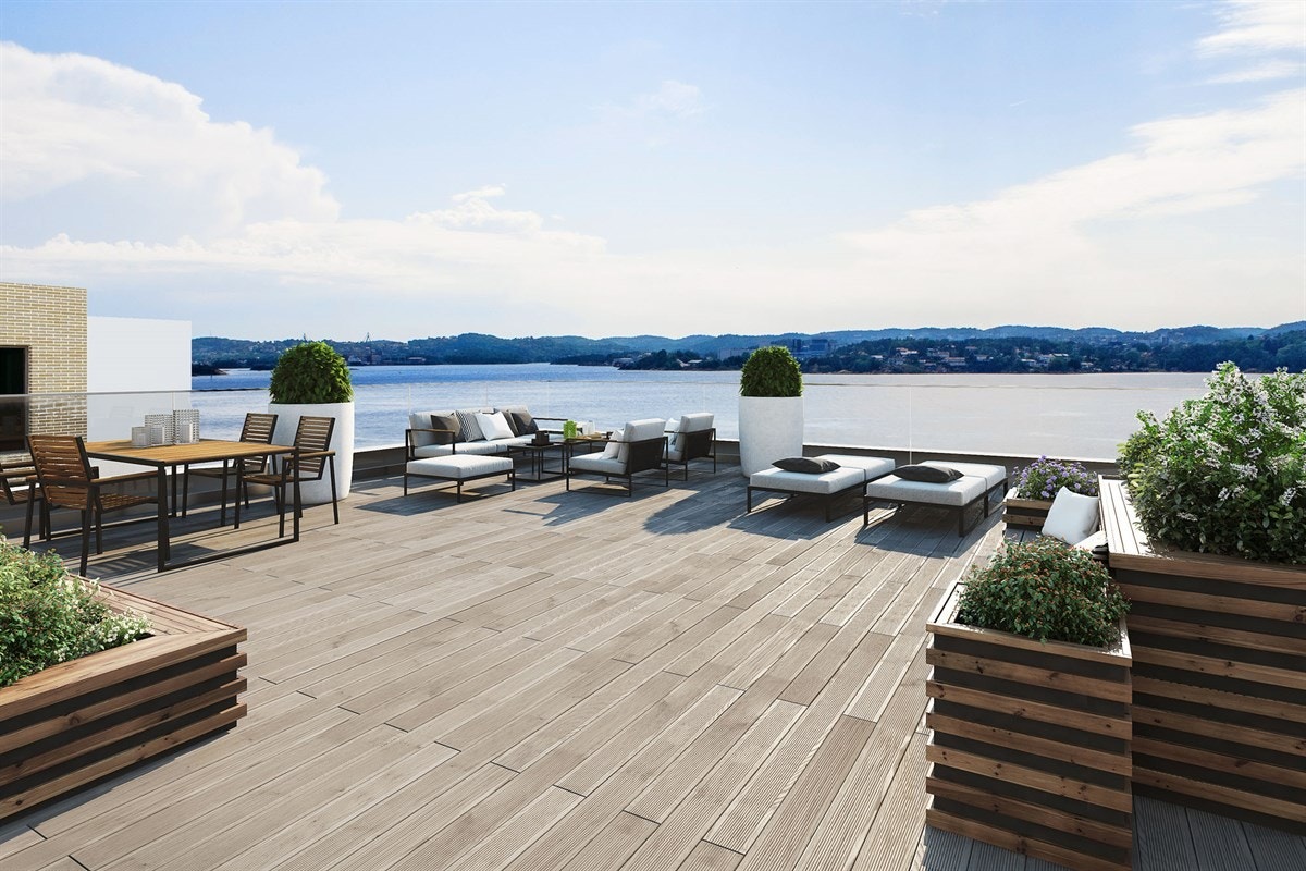 2 felles takterrasser som er i bygg C og J. Her fra bygg C Galleribilde