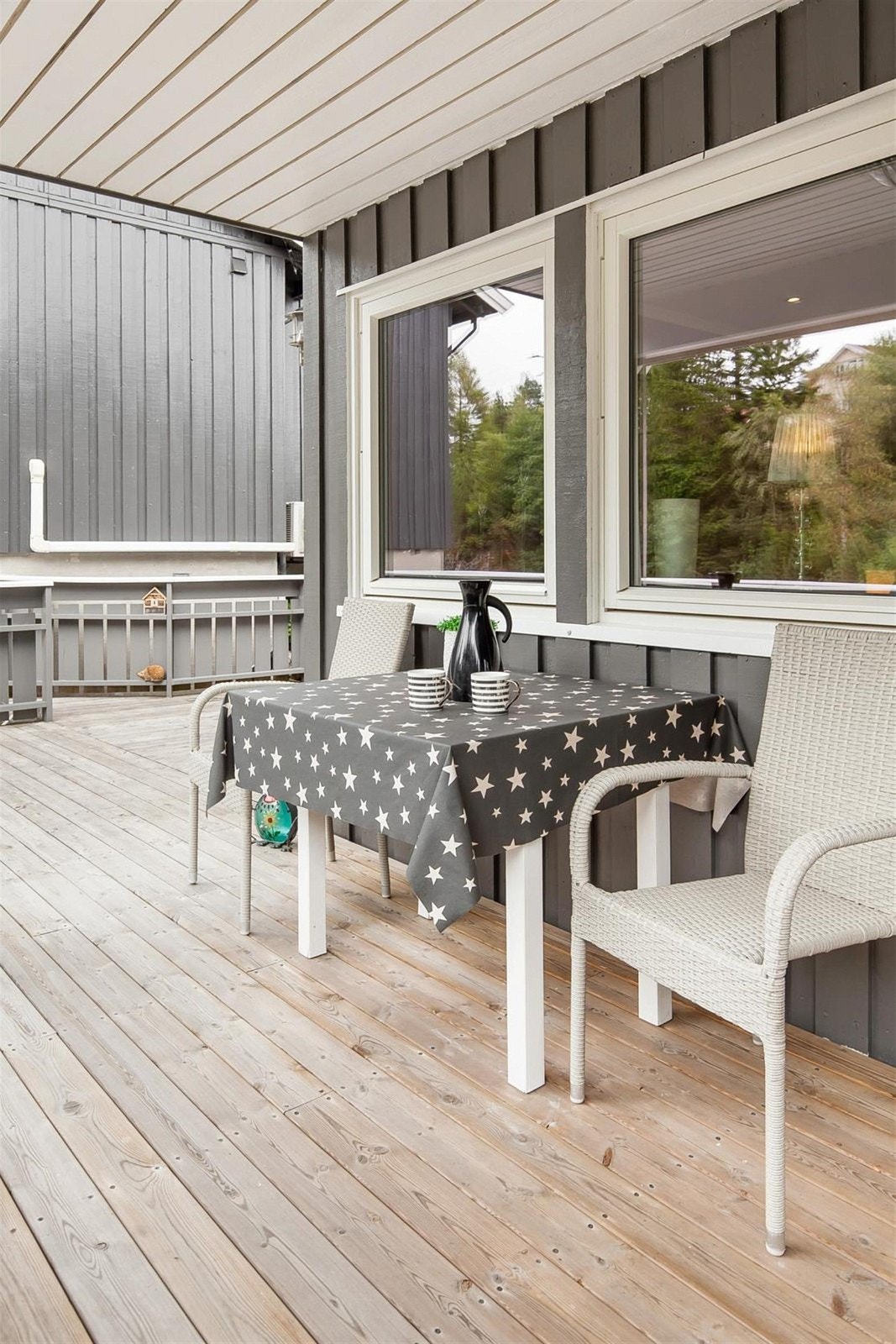 Overbygd tak gjør uteplassen mer anvennlig. Galleribilde