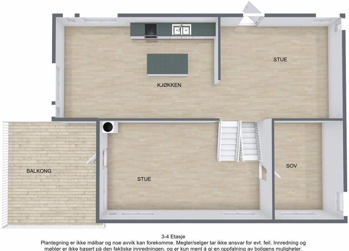 Høygårdsveien 6-Sør-3-4 - 3D Floor Plan Galleribilde