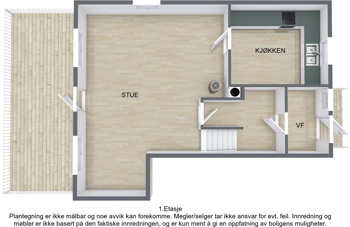 Oksevollveien36-Sør-1 - 3D Floor Plan Galleribilde