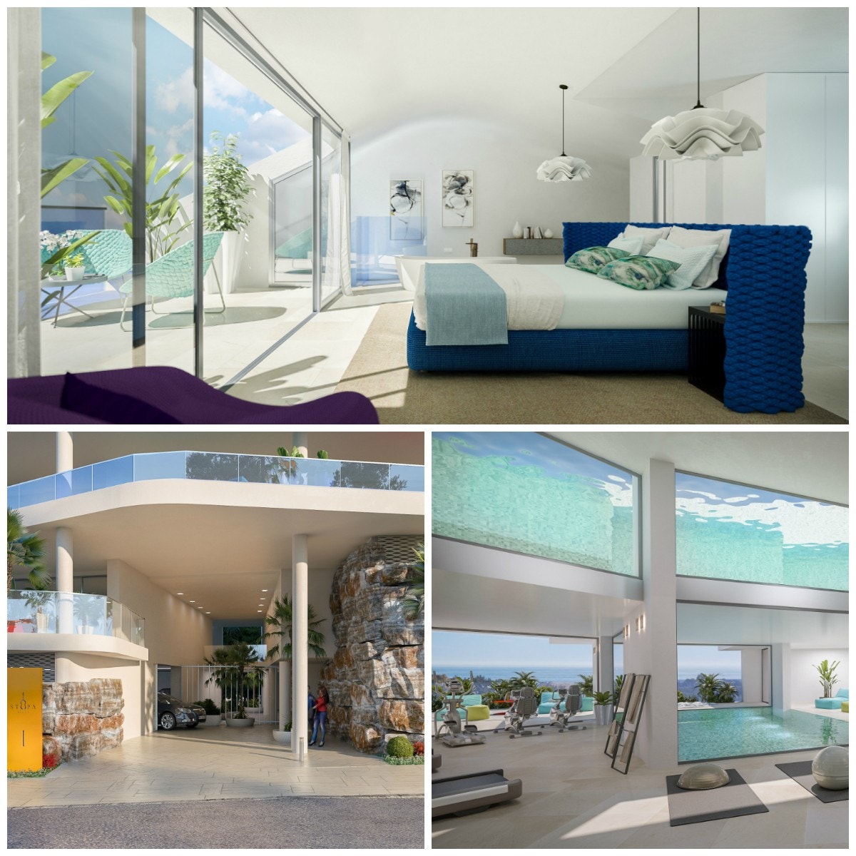 Soverom 2 etg penthouse, inngangsparti fase 1 og innedørs SPA på 36 m2. Galleribilde