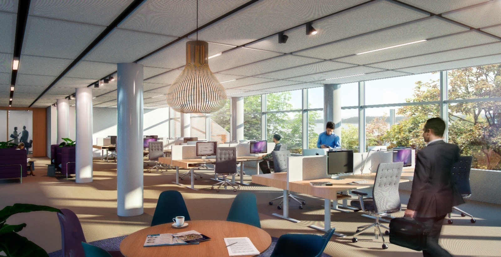 Illustrasjon på åpen løsning med sjøutsikt Galleribilde