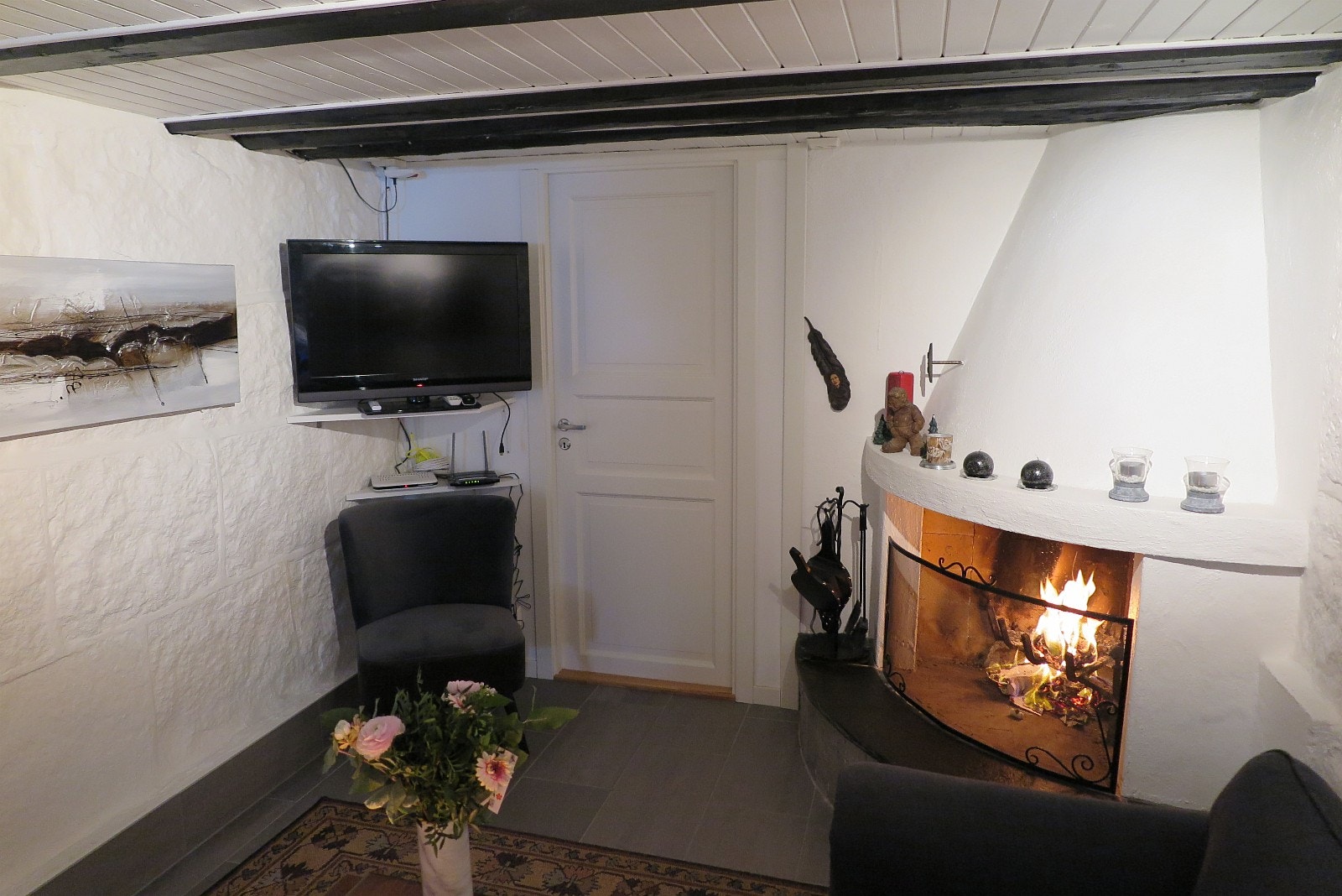 Stue med peis Galleribilde