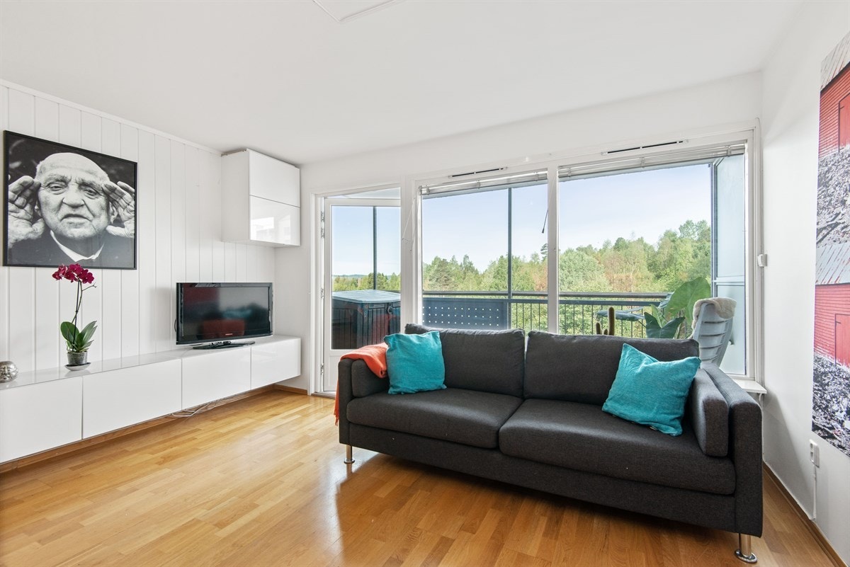 Fra stuen er det utgang til balkong. Galleribilde