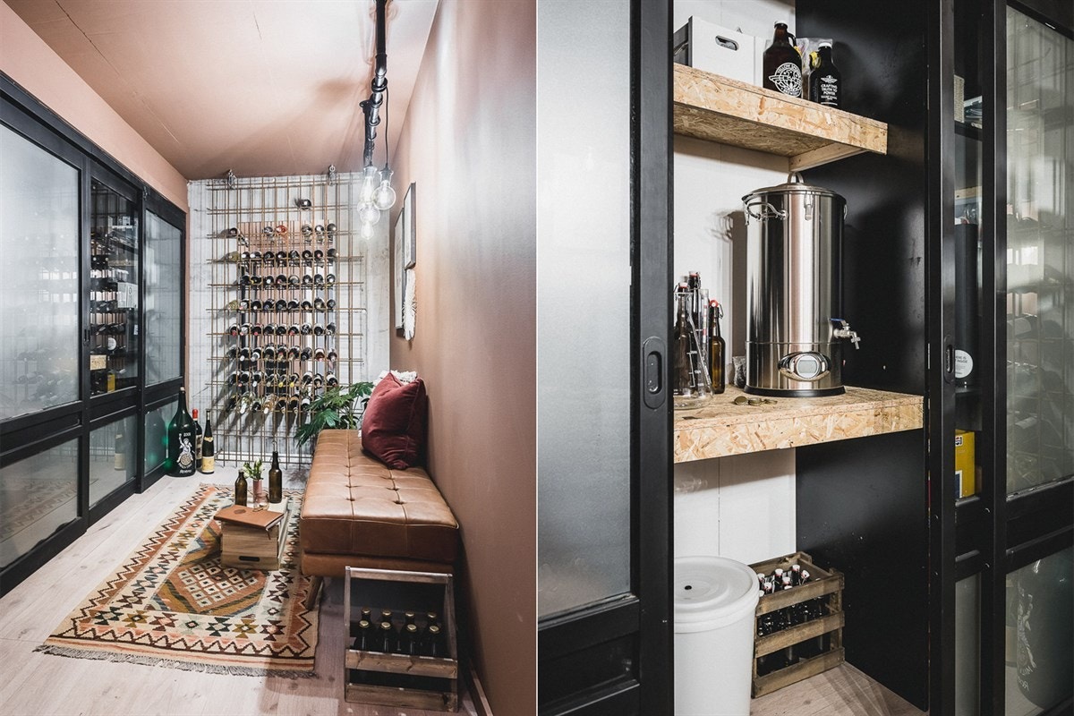 Ned trappen i underetasjen finner du husets lille hemmelighet som egentlig er en bod, men nå fyller rollen som et smaksrom for det flytende på flaske. Galleribilde