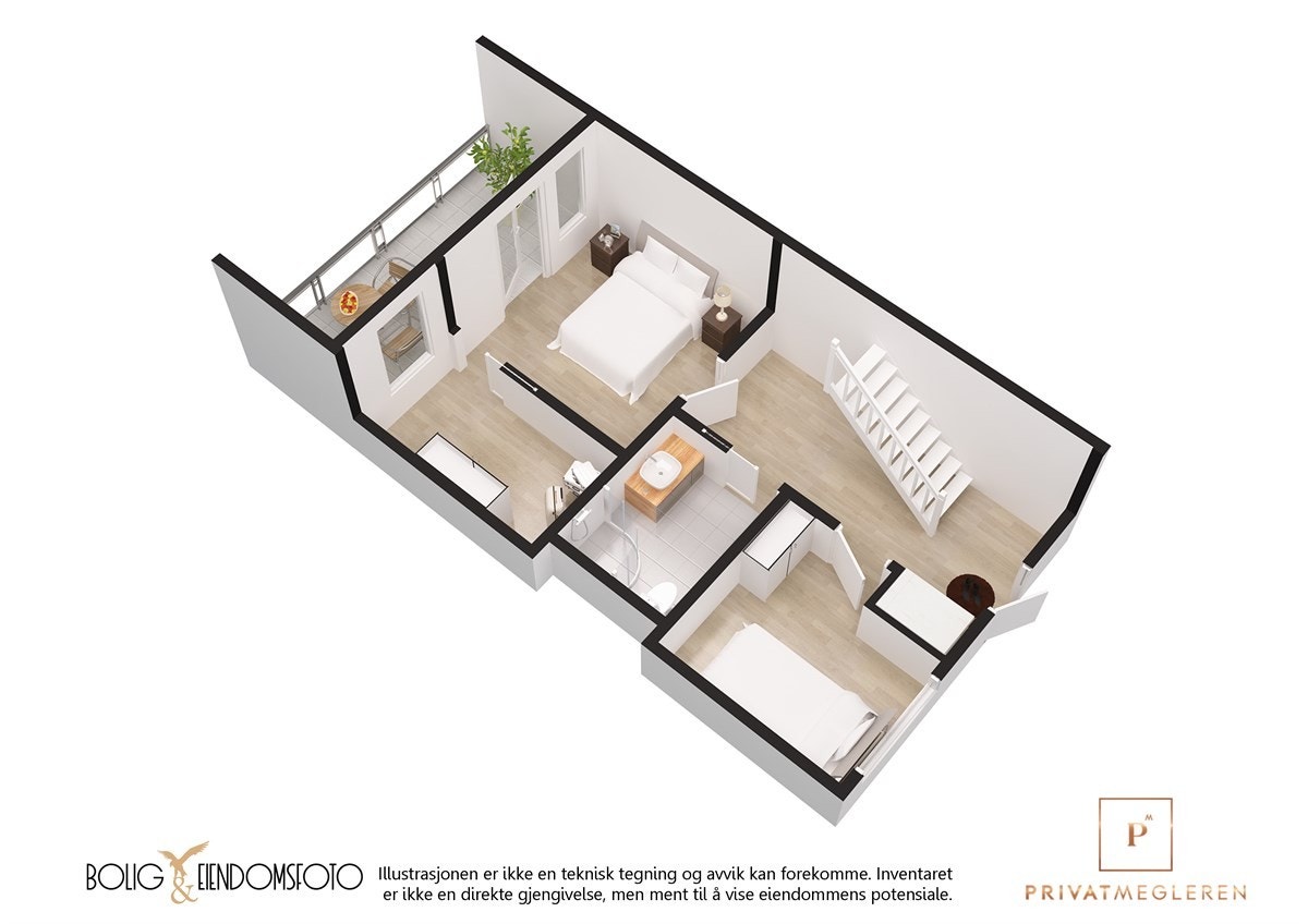 3D plantegning 1. Etasje. Galleribilde