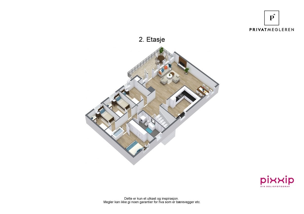 Planløsningen i hovedetasjen. Galleribilde