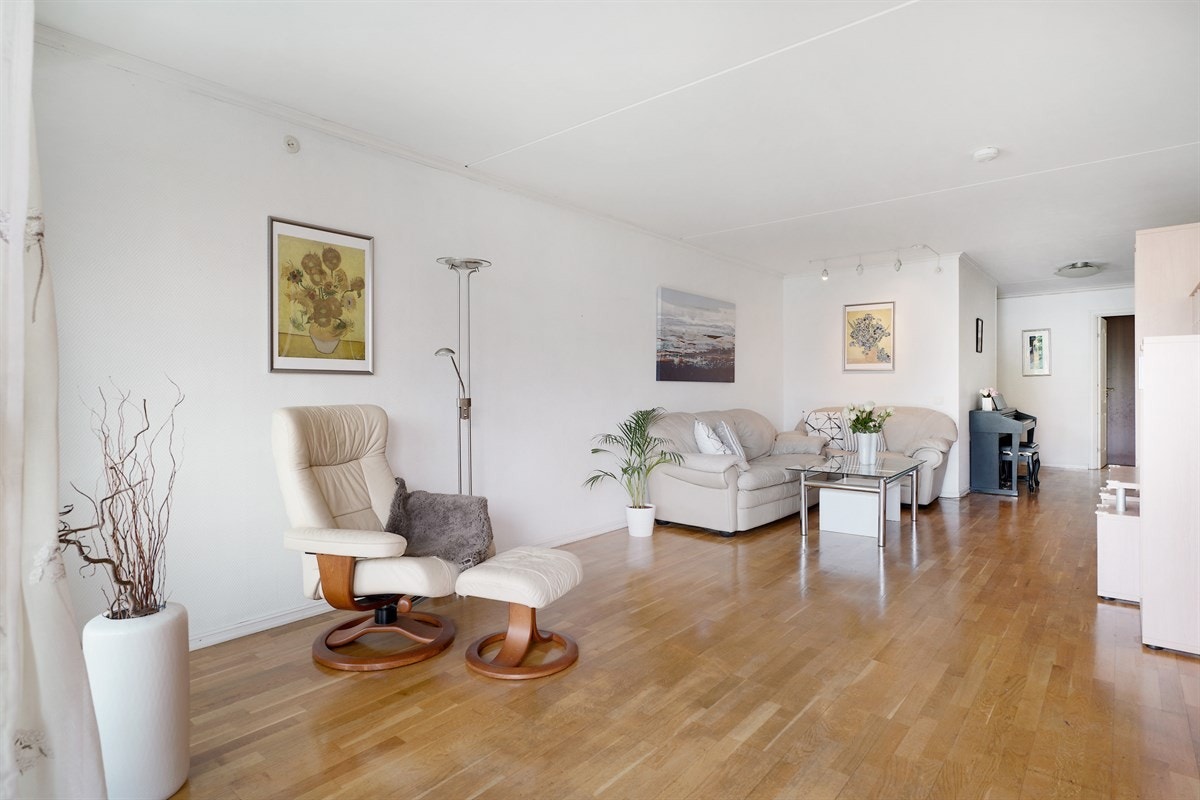 Romslig stue med flere møbleringsmuligheter Galleribilde