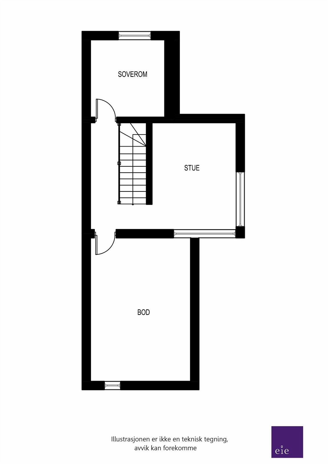 Plantegning - loftsetasje. Galleribilde