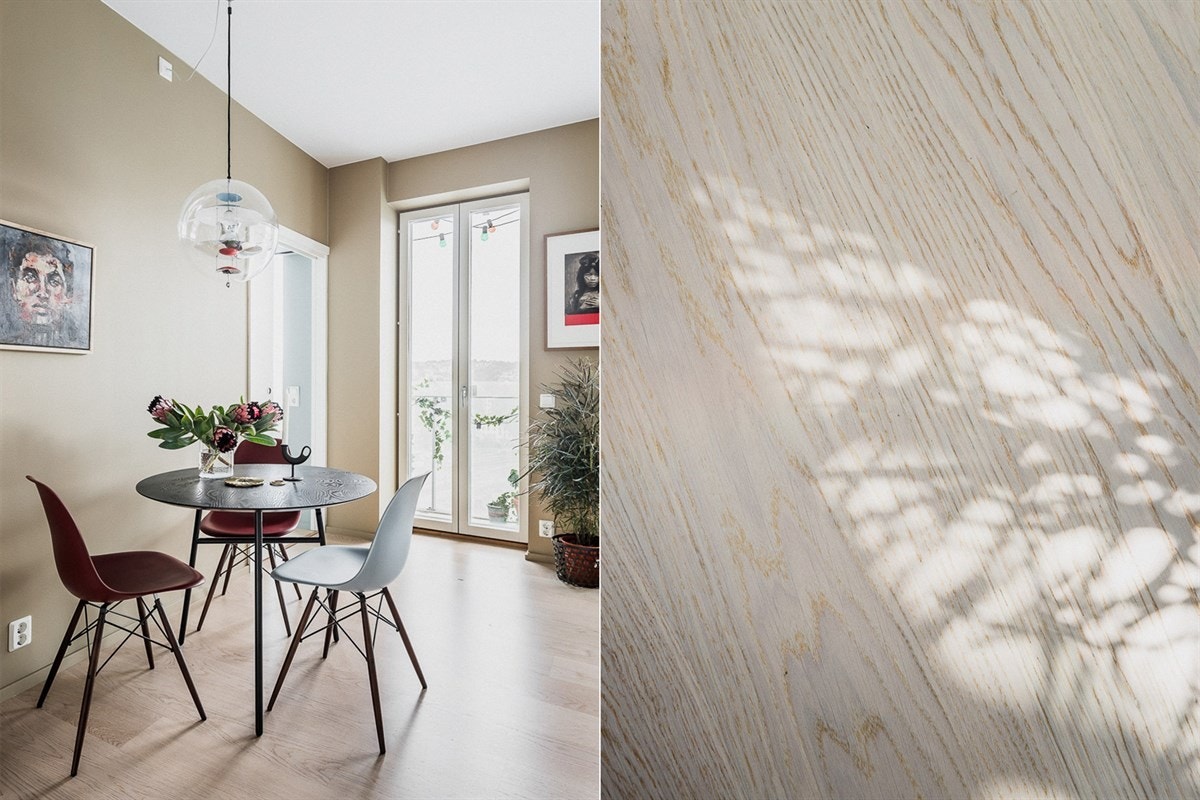 Gulvet et lagt med en én-stavs eikeparkett. Galleribilde