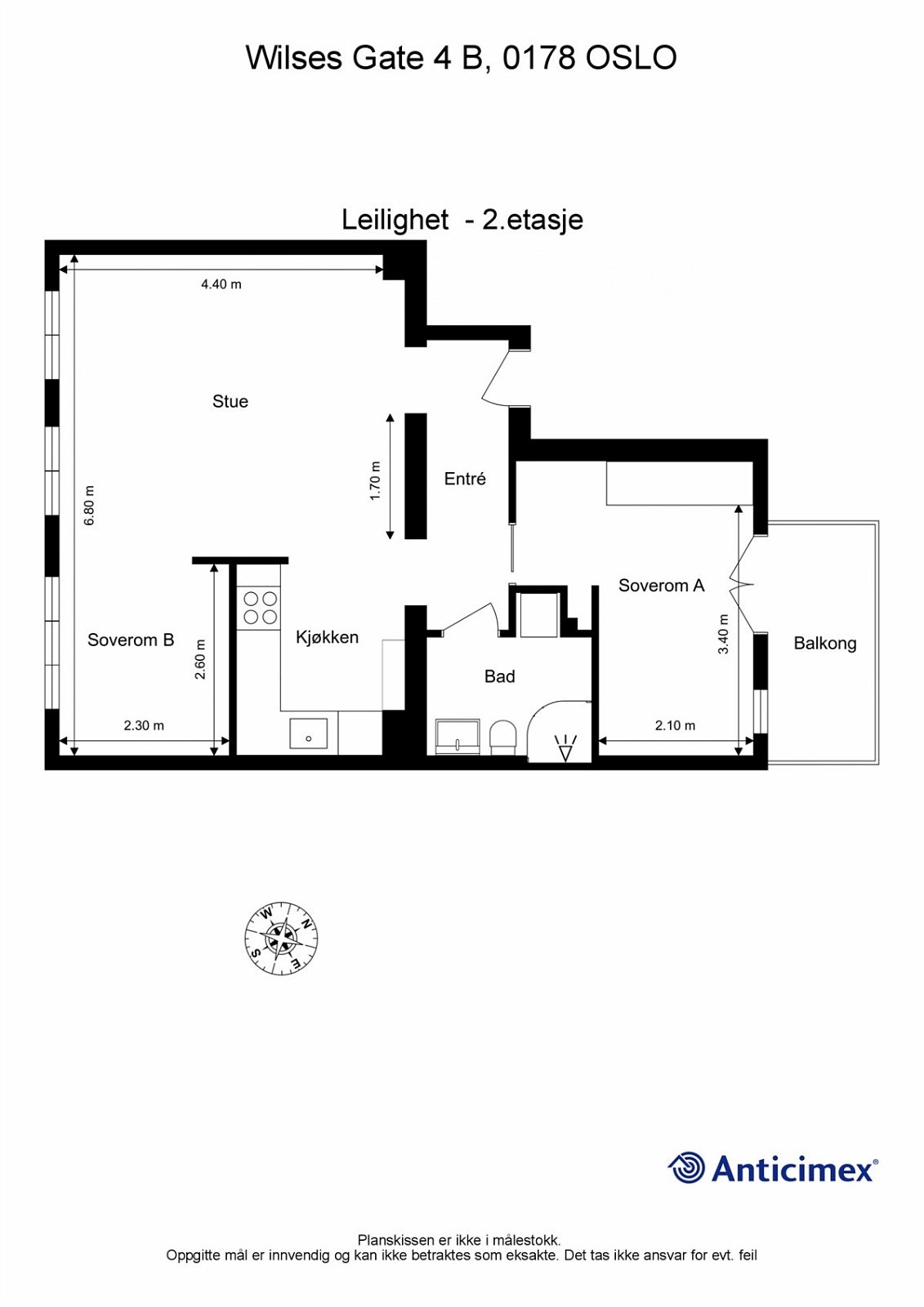 - Plantegning med mål - Galleribilde