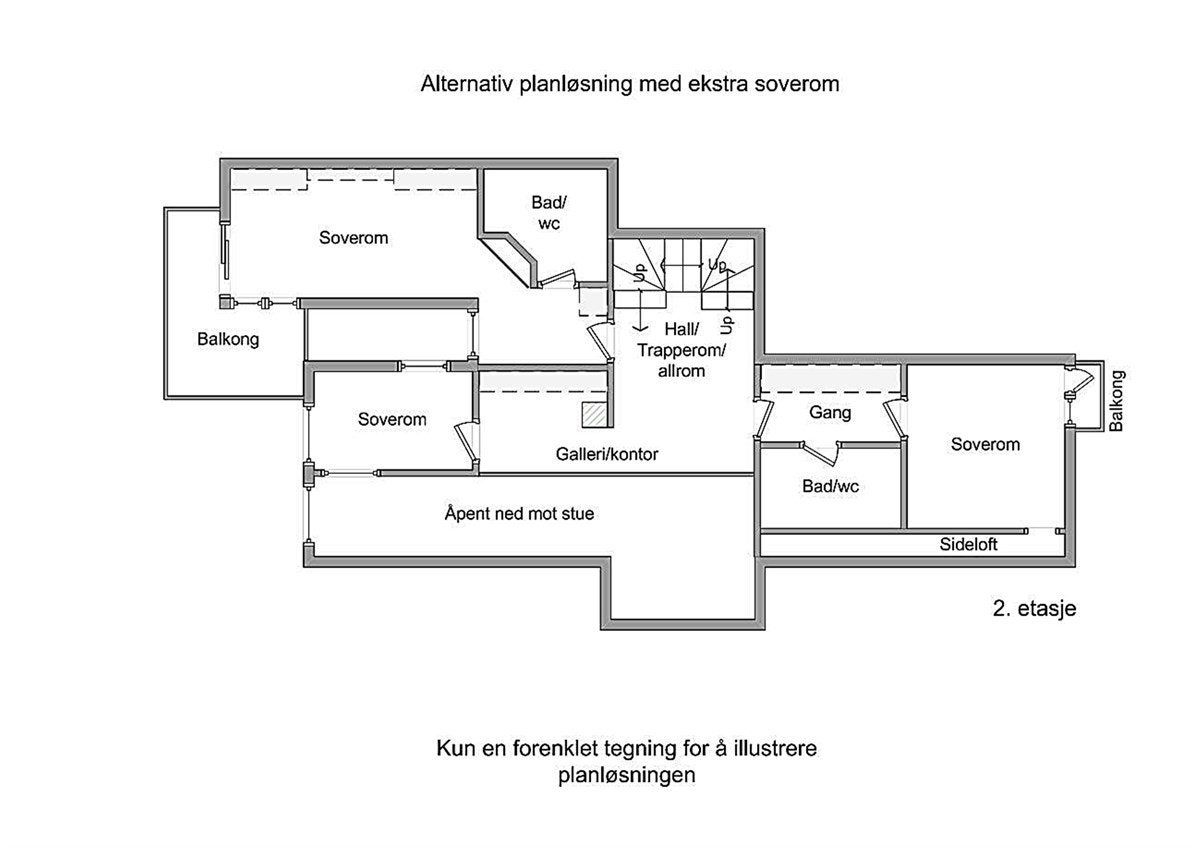 2. etasje - alternativ planløsning Galleribilde