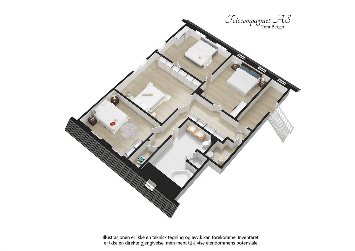 Proaktiv Eiendomsmegling - 3D planløsning loftsetasje Galleribilde