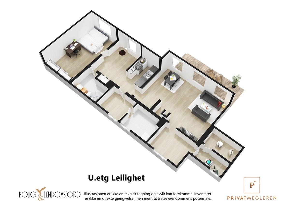 3D plantegning U. Etasje. Galleribilde