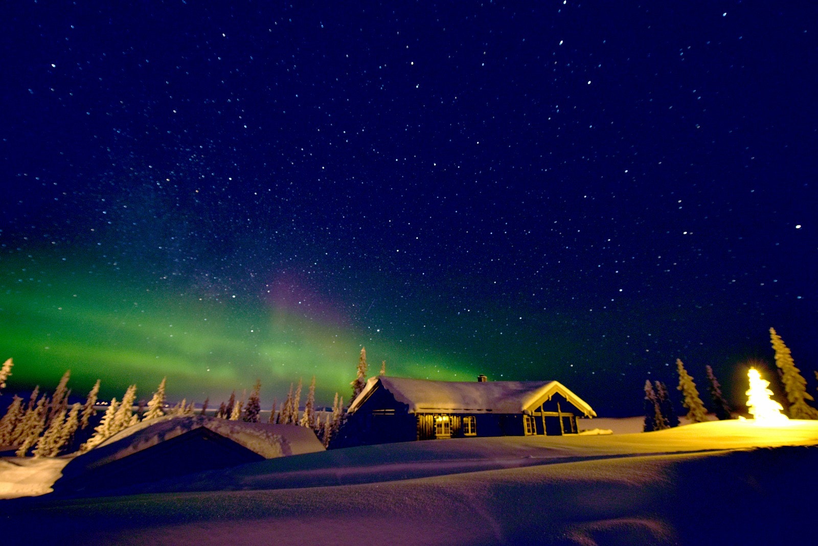 Nordlyser er på besøk over Kvitfjell Galleribilde