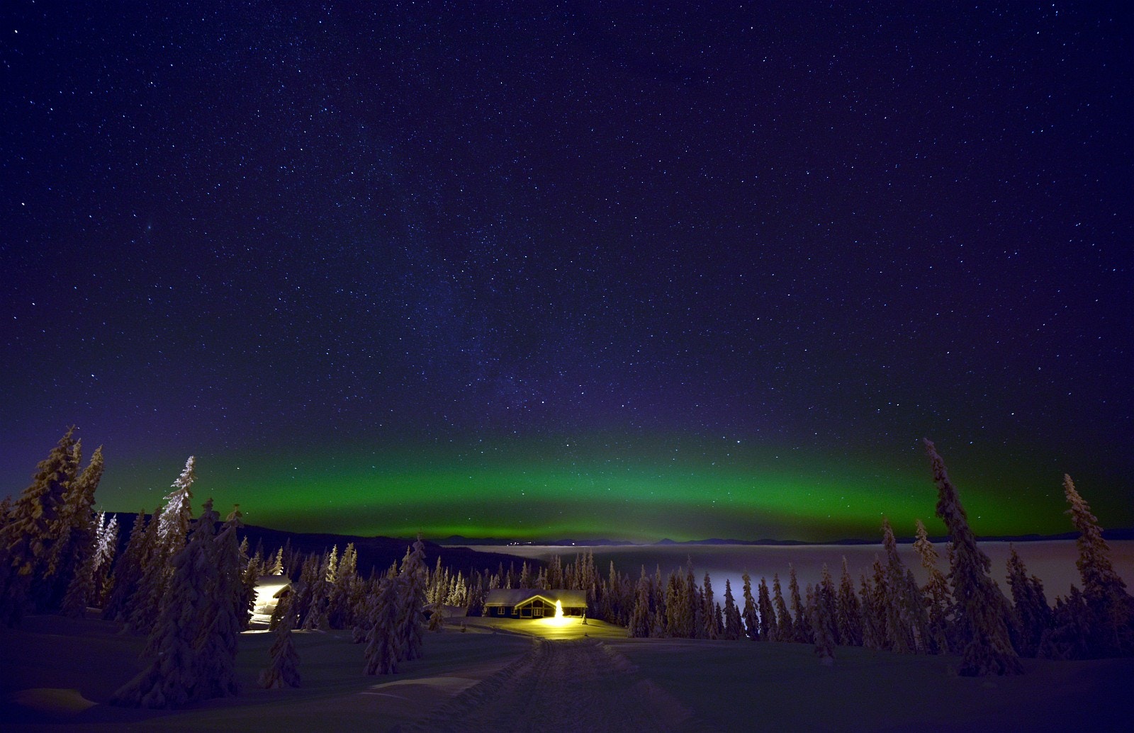 Det flotte lyset og stjerne himmelen over Kvitfjell Galleribilde