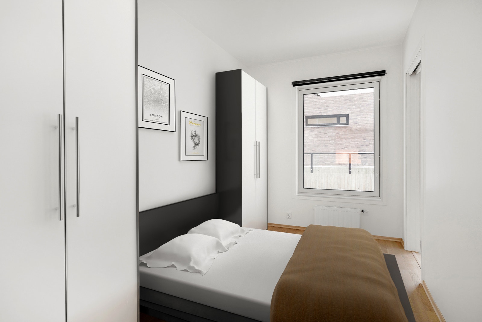 Soverom med blendingsgardiner Galleribilde