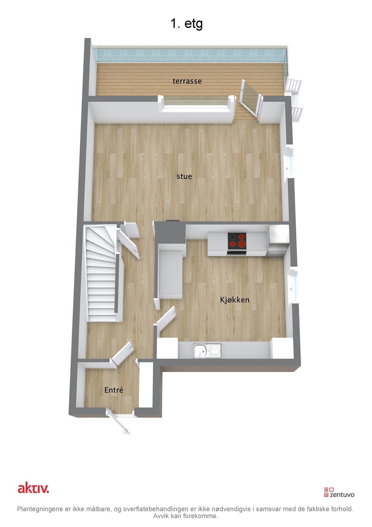 3D Plantegning 1. etasje Galleribilde