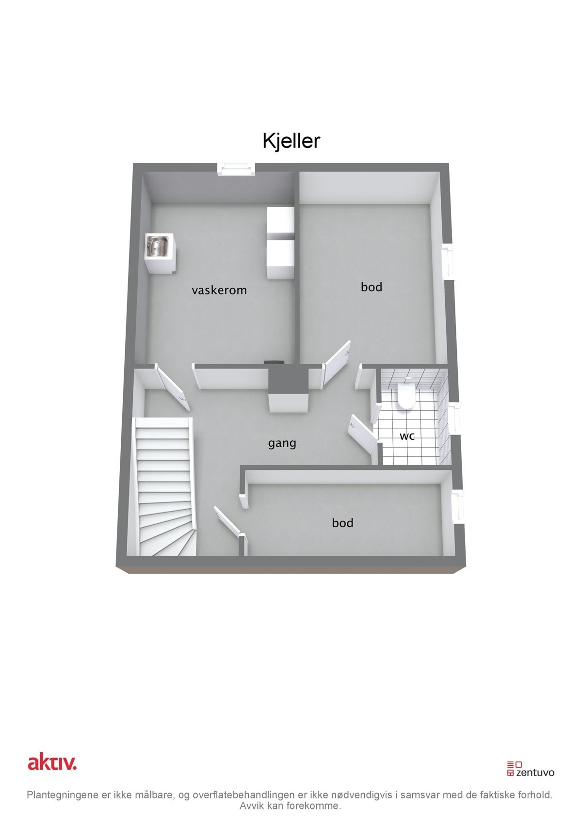 3D Plantegning kjeller Galleribilde
