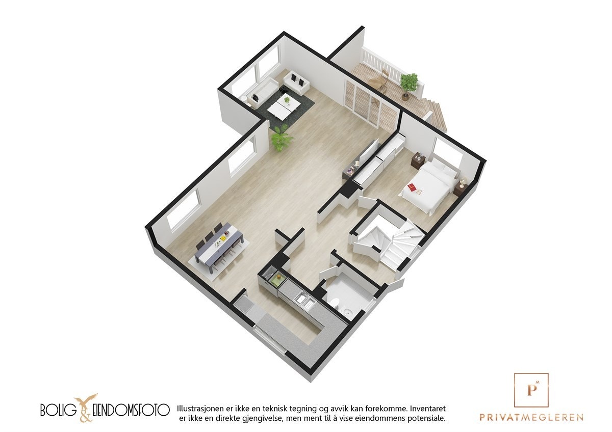 3D plantegning 2.Etasje. Galleribilde