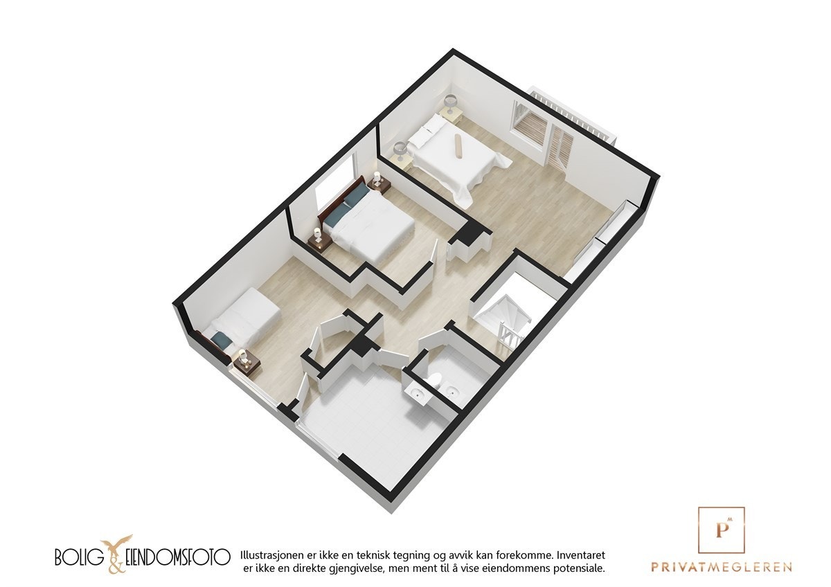 3D plantegning 3.Etasje. Galleribilde