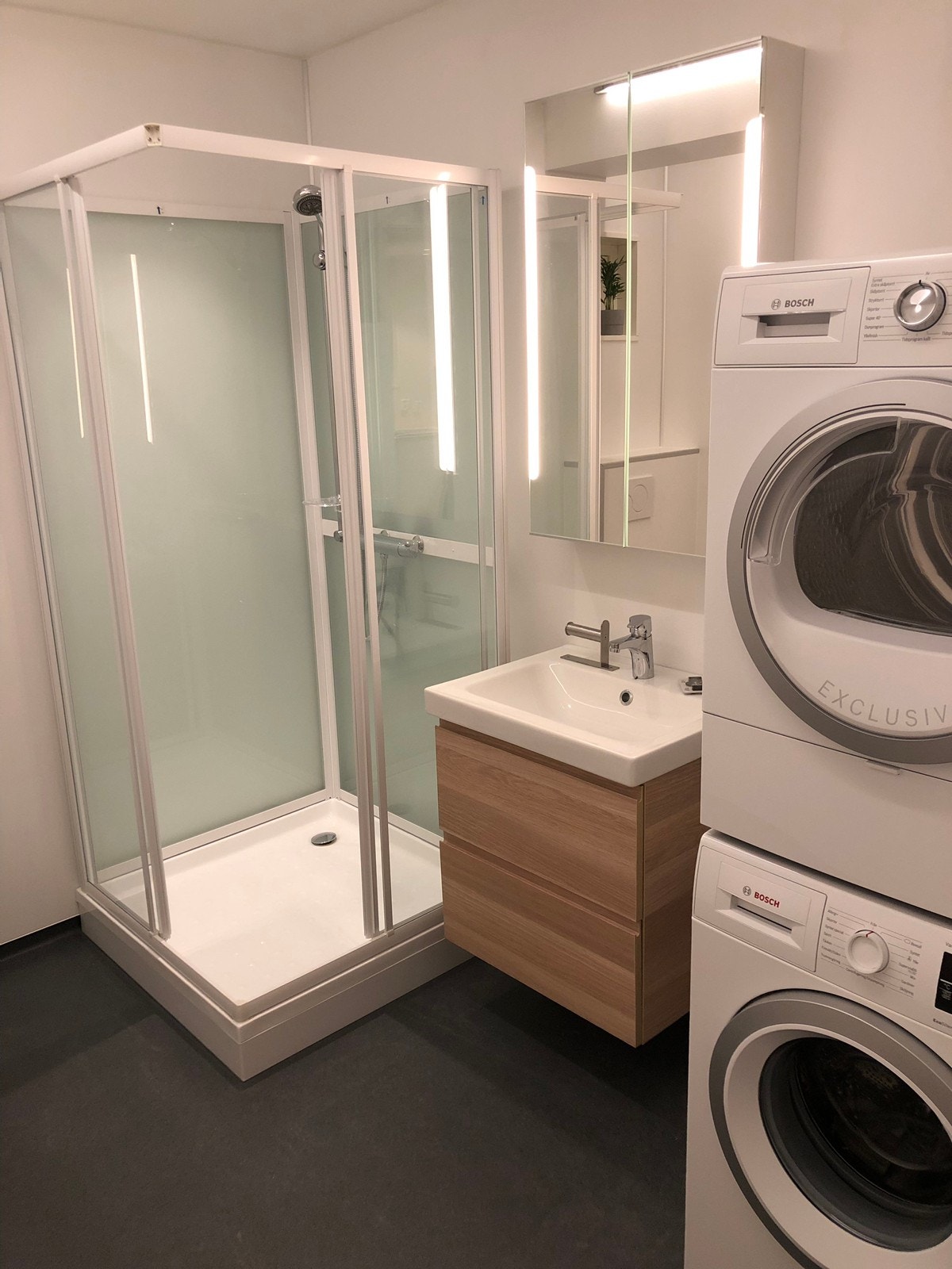 Bad med tørketrommel og stillegående vaskemaskin Galleribilde