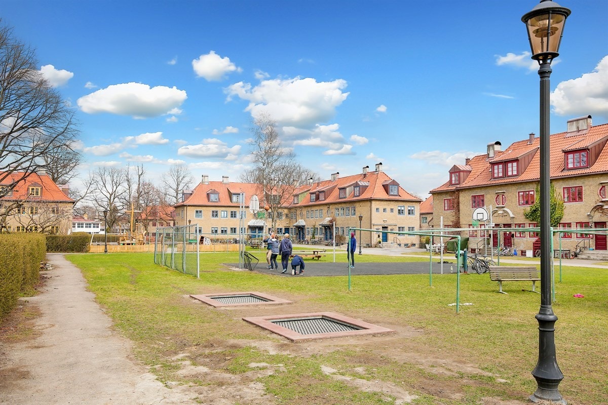 Flotte fellesarealer med både basketbane og utegym. Galleribilde