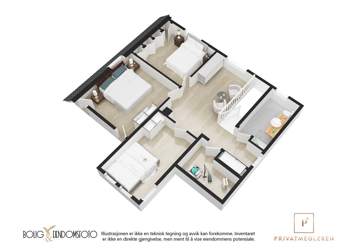 3D plantegning 2.Etasje. Galleribilde