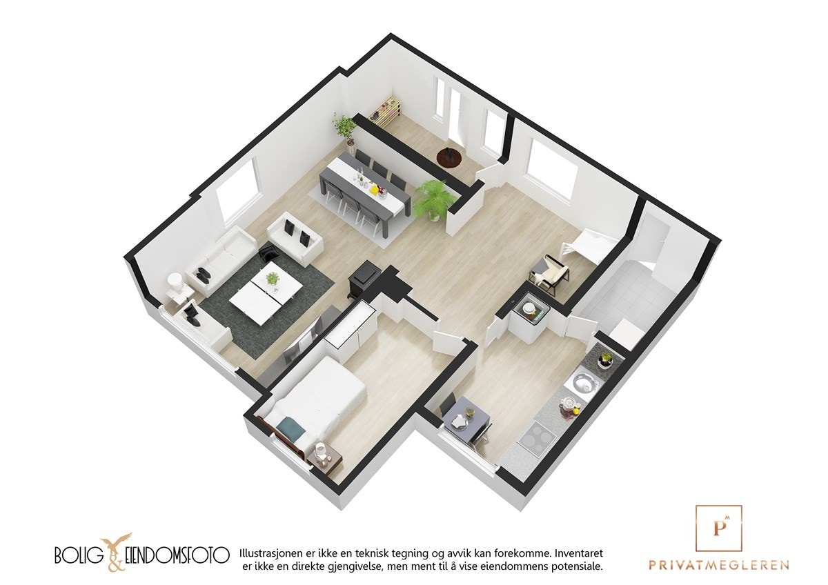 3D plantegning 1.Etasje. Galleribilde