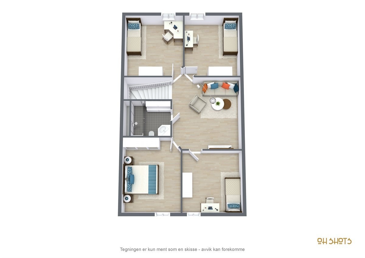 Floorplan letterhead - Fugleveien 10 versjon 2 - 2. Etasje - 3D Floor Plan Galleribilde