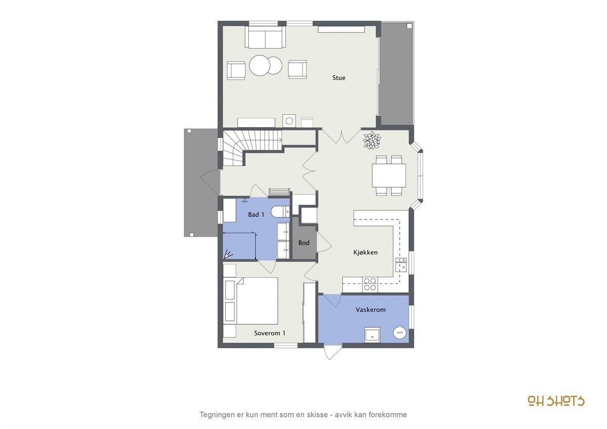 Floorplan letterhead - Fugleveien 10 versjon 2 - 1. Etasje - 2D Floor Plan (1) Galleribilde