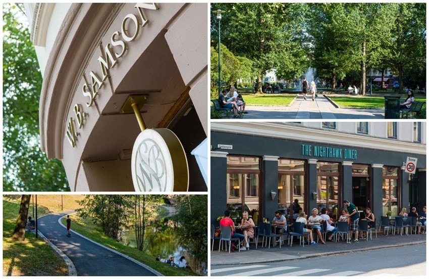 Grünerløkka som er kjent for sitt pulserende kultur- og uteliv, ligger innen gangavstand. Her finner man alt av spennende kaféer og restauranter - blant annet populære Nighthawk diner, Munchies, Delicatessen, Villa Paradiso m. fl. Galleribilde