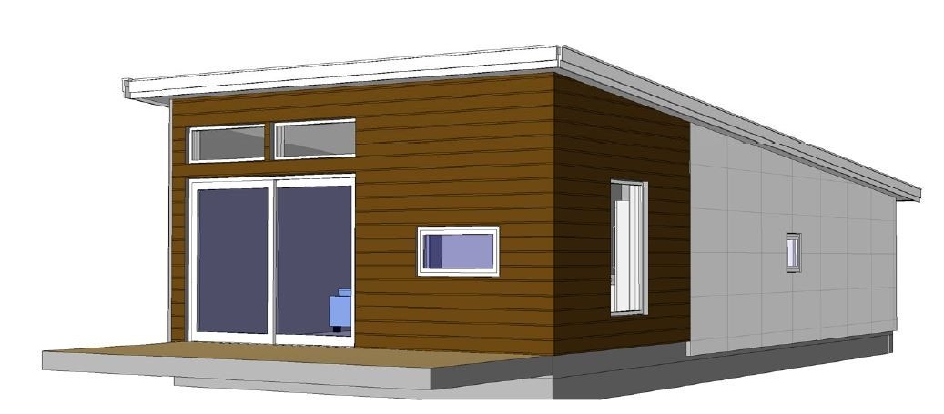 Fasade frittstående leilighet 3D tegning Galleribilde